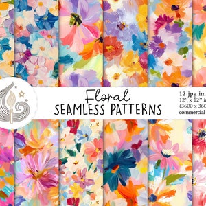 Naadloos bloemmotief | Commercieel gebruik | Naadloos bloemen digitaal papier | Aquarel levendige kleurrijke pastelbloemen | Plakboekpapier