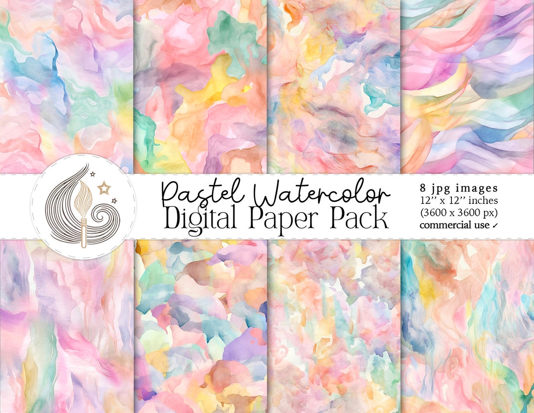 Pastel Watercolor Digital Paper Pack: Soft Abstract Backgrounds in ...