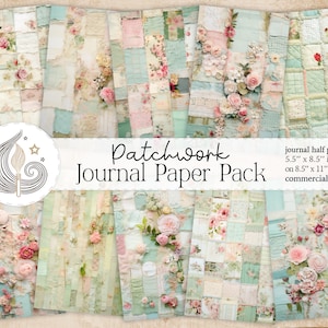 Fondos de papel de diario basura patchwork / Estilo Shabby Chic / Páginas de diario vintage / Collage digital / Técnica mixta / Scrapbooking