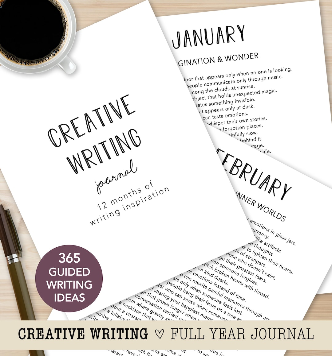 Creative Writing Journal, 365 Daily Writing Ideas, Storytelling ...