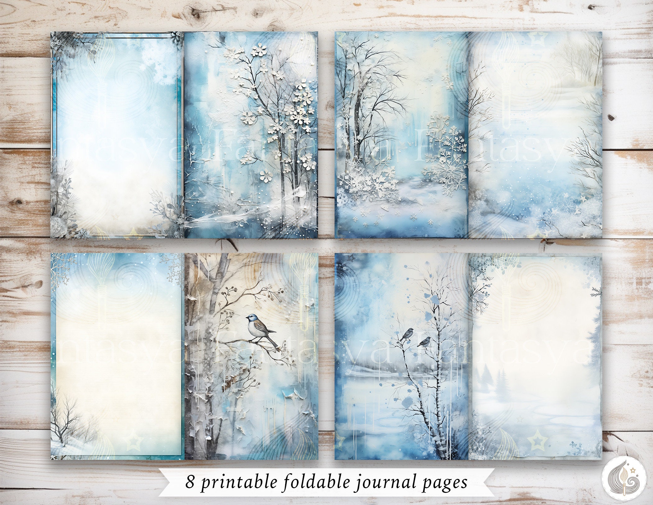 Winter Wonderland Junk Journal Kit: Frosty Blue Forest Printable Pages ...