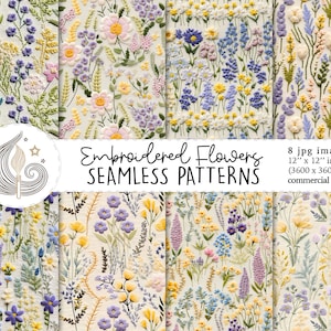 Motif de tissu sans couture de fleurs sauvages | Utilisation commerciale | Papier numérique 3D sans couture florale | Broderie florale Cottagecore | Artisanat | Bricolage