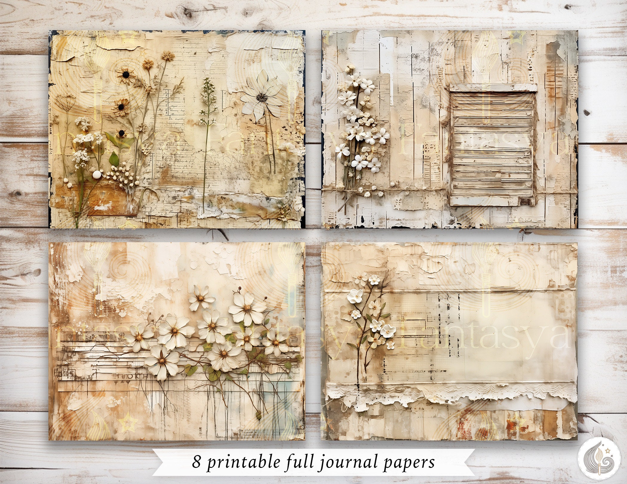 Rustic Junk Journal Kit: Distressed Neutral Vintage Printable Pages ...