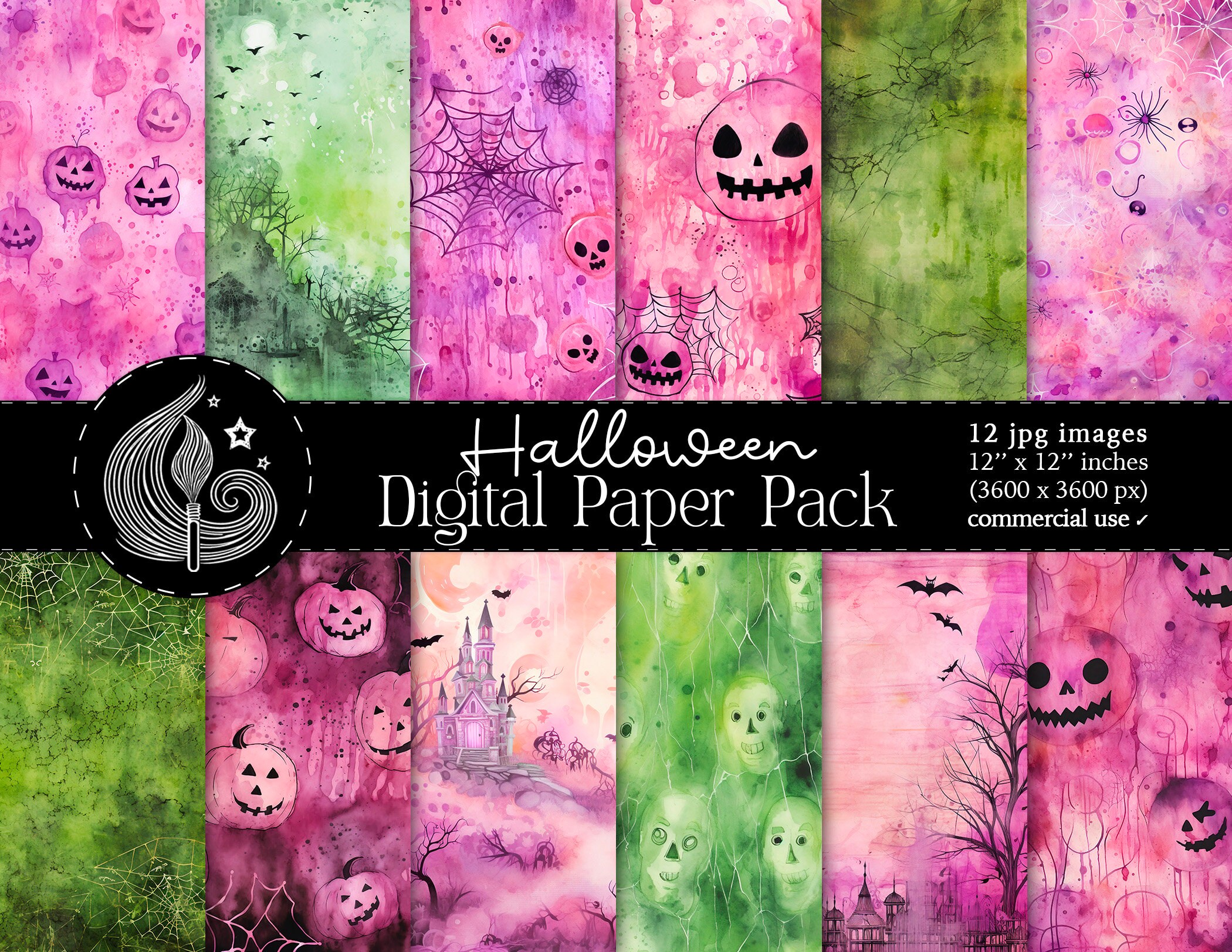 Halloween Digital Paper Pack: Spooky Watercolor Backgrounds With ...