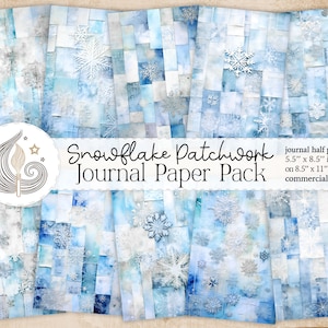 Páginas de diario basura / Patchwork de copos de nieve / Papeles de diario de invierno / Fabricación de tarjetas navideñas / Manualidades / Bricolaje / Gráficos / Uso comercial