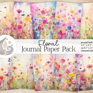 Floral Junk Journal Kit | Printable Pages | Flower Backgrounds | Commercial Use | Scrapbooking | Collage | Paper Craft | Card Making