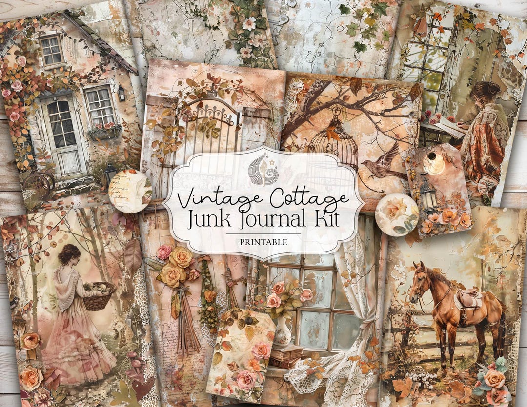 Vintage Cottage Junk Journal Kit: Rustic Pastoral Printable Pages ...