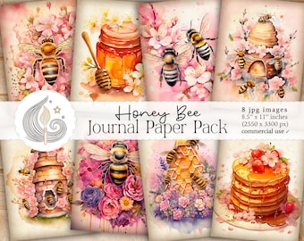 Honey Bee Printable Kit | Junk Journal Kit | Digital Download | Craft Kit | Scrappbook Paper | Beekeeper Papers | Journal Pages