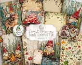 Forest Gnomes Junk Journal Kit: Woodland Cottagecore Printable Pages & Ephemera