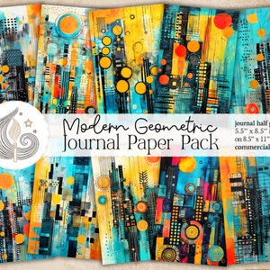 Papel de diario geométrico / Diario basura moderno / Patrón abstracto / Fondo contemporáneo / Uso comercial / Descarga digital