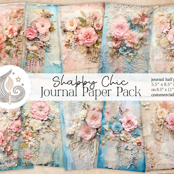 Shabby Chic Junk Journal | Journal Pages | Card Making | Tag Creation | Paper Pack | Digital Paper | Scrapbook Paper