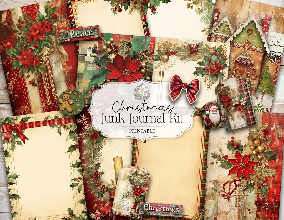 Christmas Junk Journal Kit: Traditional Holiday Printable Pages ...