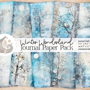 Winter Wonderland | Junk Journal Pages | Winter Journal Papers | Christmas Card Making | Crafting | Diy | Graphics | Commercial Use