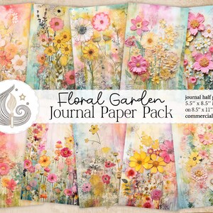 Papier imprimable Junk Journal | Fleurs florales fantaisistes | Papier scrapbook de printemps | Fleurs Boho ludiques | Fabrication de cartes | Artisanat | DIY