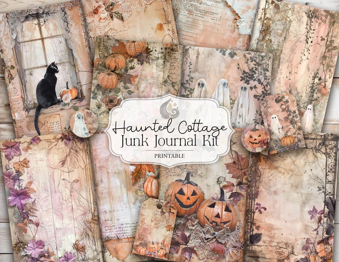 Haunted Cottage Junk Journal Kit: Rustic Spooky Autumn Printable Pages ...