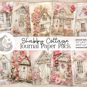 Cottage Junk Journal / Estilo Shabby Chic / Páginas de diario / Creación de tarjetas / Creación de etiquetas / Paquete de papel / Papel digital / Papel de álbum de recortes
