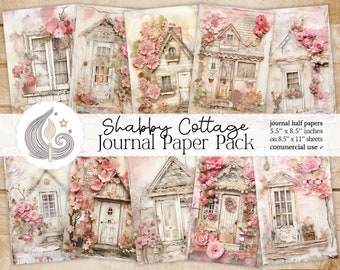 Shabby Cottage Junk Journal Pages: Pastel House Papers with Flowers and Lace