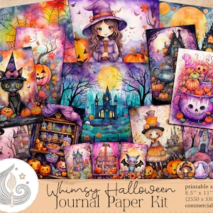 Whimsy Halloween Junk Journal Paper Kit | Printables | Digital Journal | Junk Journal Pages | Collage Sheets | Scrapbooking | Diy | Crafts