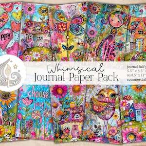 Kit di diario di spazzatura stravagante / Pagine di diario allegre stampabili / Pacchetto di carta per scrapbooking colorata / Effimera di carta artistica Cottagecore carina