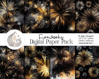 Fireworks Digital Paper Pack | Digital Backgrounds | Scrapbooking Paper | New Year Eve Party | Commercial Use | Crafts | Card Making