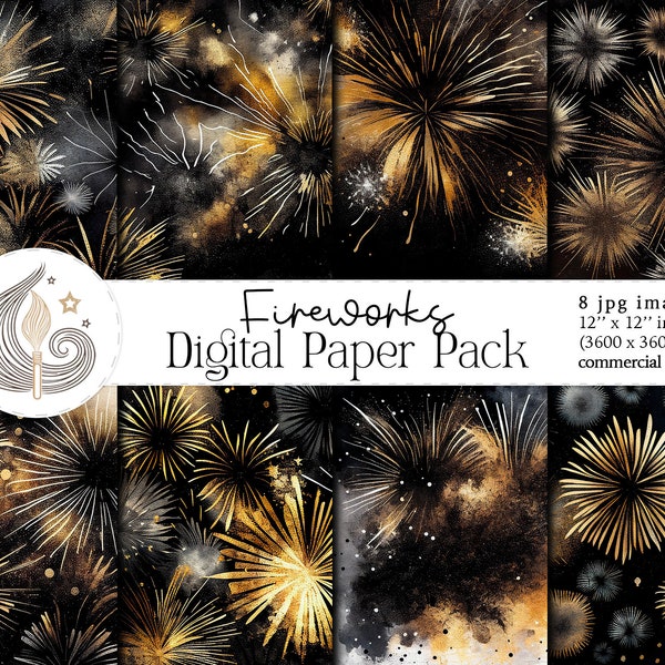 Fireworks Digital Paper Pack | Digital Backgrounds | Scrapbooking Paper | New Year Eve Party | Commercial Use | Crafts | Card Making