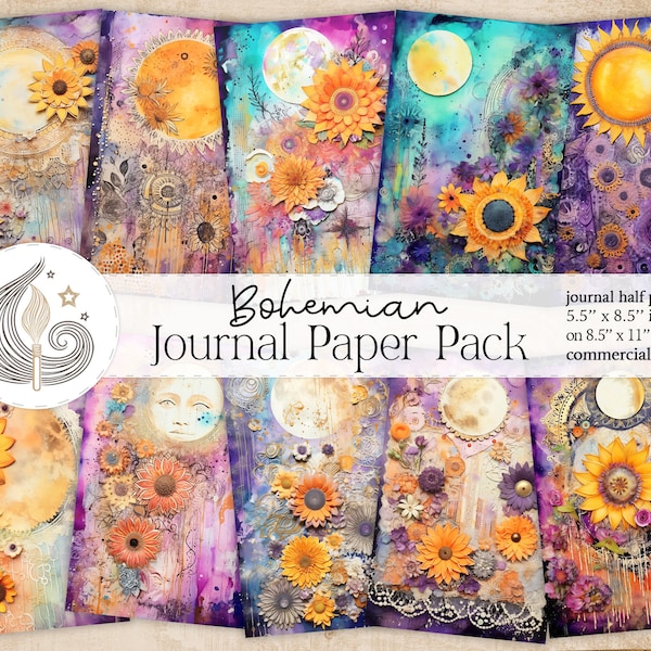 Bohemian Junk Journal | Printable Journal Pages | Boho Digital Paper | Gypsy Journal | Junk Journal Papers | Hippie | Scrapbooking