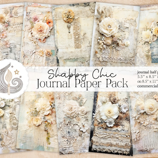 Junk Journal Pages | Classic Shabby Chic Style | Journaling Supplies | Digital Paper Pack | Scrapbook | Vintage | Muted Colors