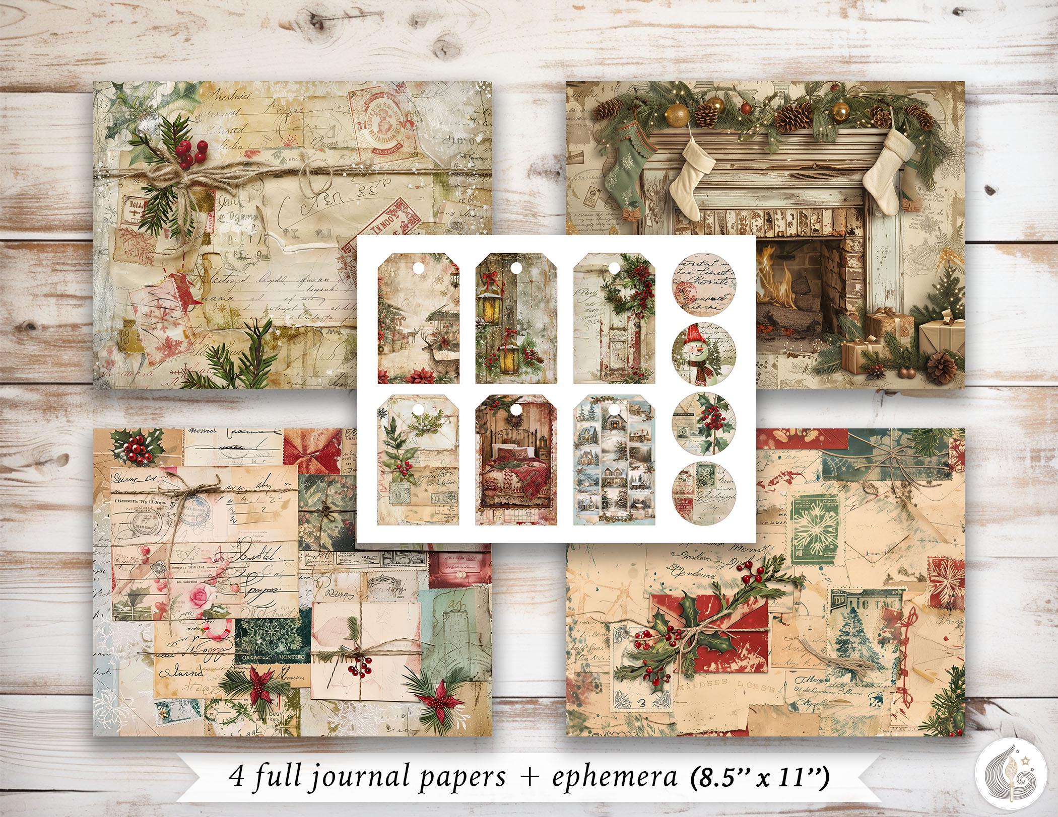 Vintage Christmas Junk Journal Kit: Classic Holiday Collage Printable ...