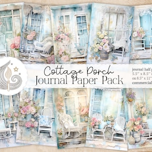 Cottage Porch Journal Paper Pack | Shabby Chic Printable Journal Pages | Vintage Cottagecore Ephemera | Scrapbooking | Crafts | Diy