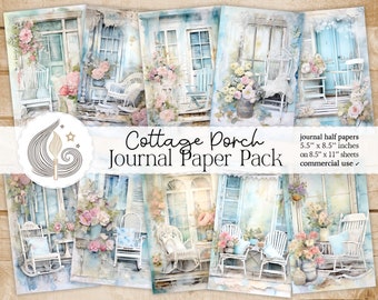Cottage Porch Junk Journal Pages: Shabby Papers With Florals, Lace, and ...