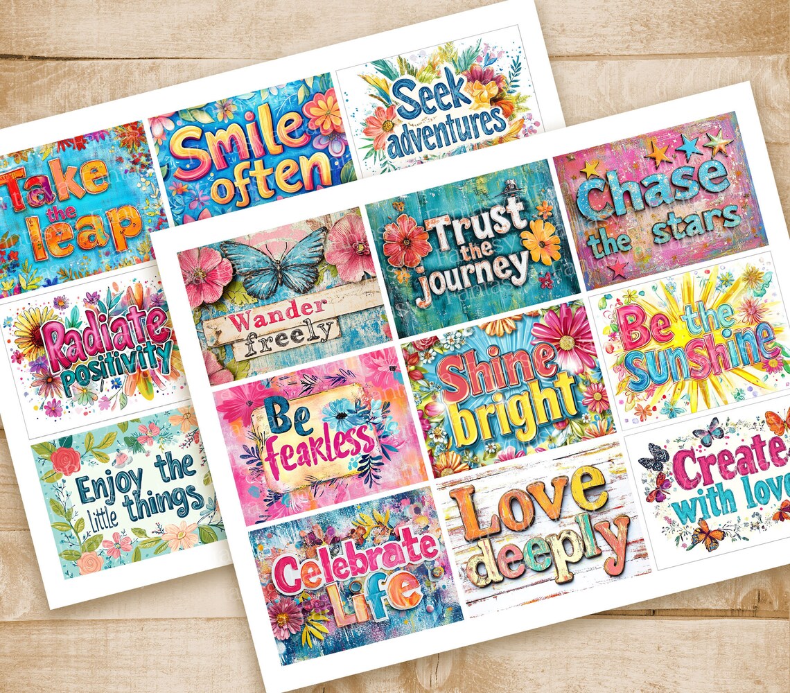 Positive Journal Quote Labels: Motivational Theme Printable Ephemera ...