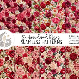 Nahtloses Rosenmuster | Kommerzielle Nutzung | 3D nahtlose Rosen Digitales Papier | Rosen Stickerei | Basteln | Basteln | Textil | Entwurf