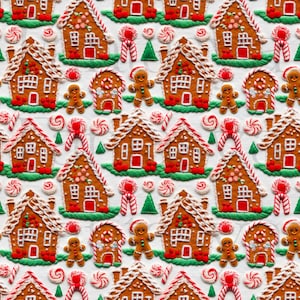 Nahtloses Lebkuchen-Stoffmuster | Kommerzielle Nutzung | 3D nahtlose Weihnachten Digital Papier | Stickdatei Weihnachten | Basteln | Zum Selbermachen