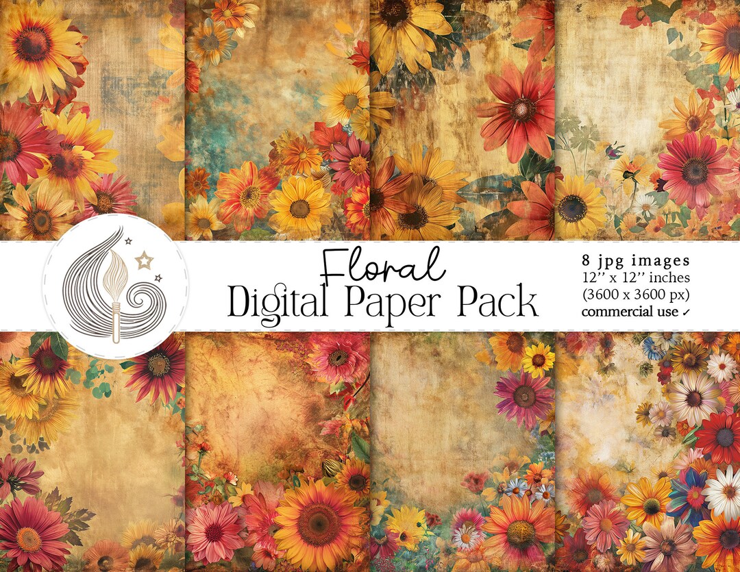 Floral Digital Paper Pack: Vintage Watercolor Garden Backgrounds - Etsy