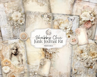 Shabby Chic Junk Journal Kit: Pastel Floral Vintage Printable Pages & Ephemera
