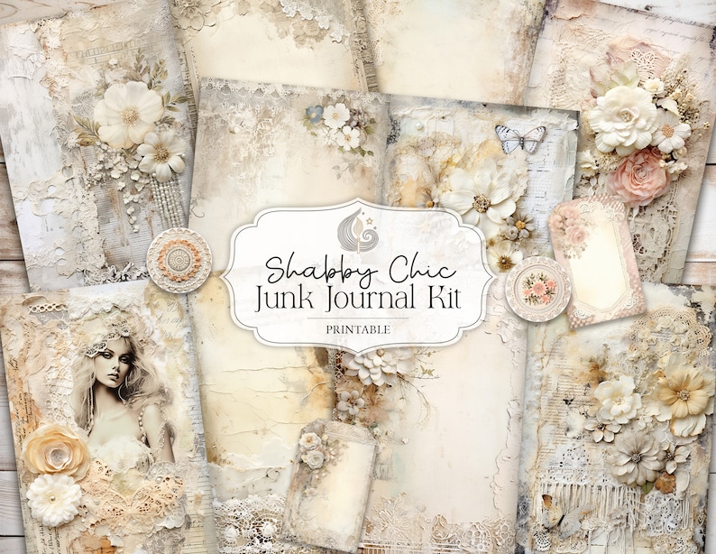 Shabby Chic Junk Journal Kit: Pastel Floral Vintage Printable Pages ...