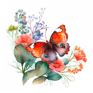 Floral Butterfly Clipart 10 Watercolor Clipart Pack - Etsy