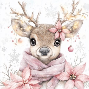 Clipart di renne carine / Clipart di Natale / Jpgs / Immagini collage / Scrapbooking digitale / Artigianato di carta / Creazione di biglietti / Uso commerciale