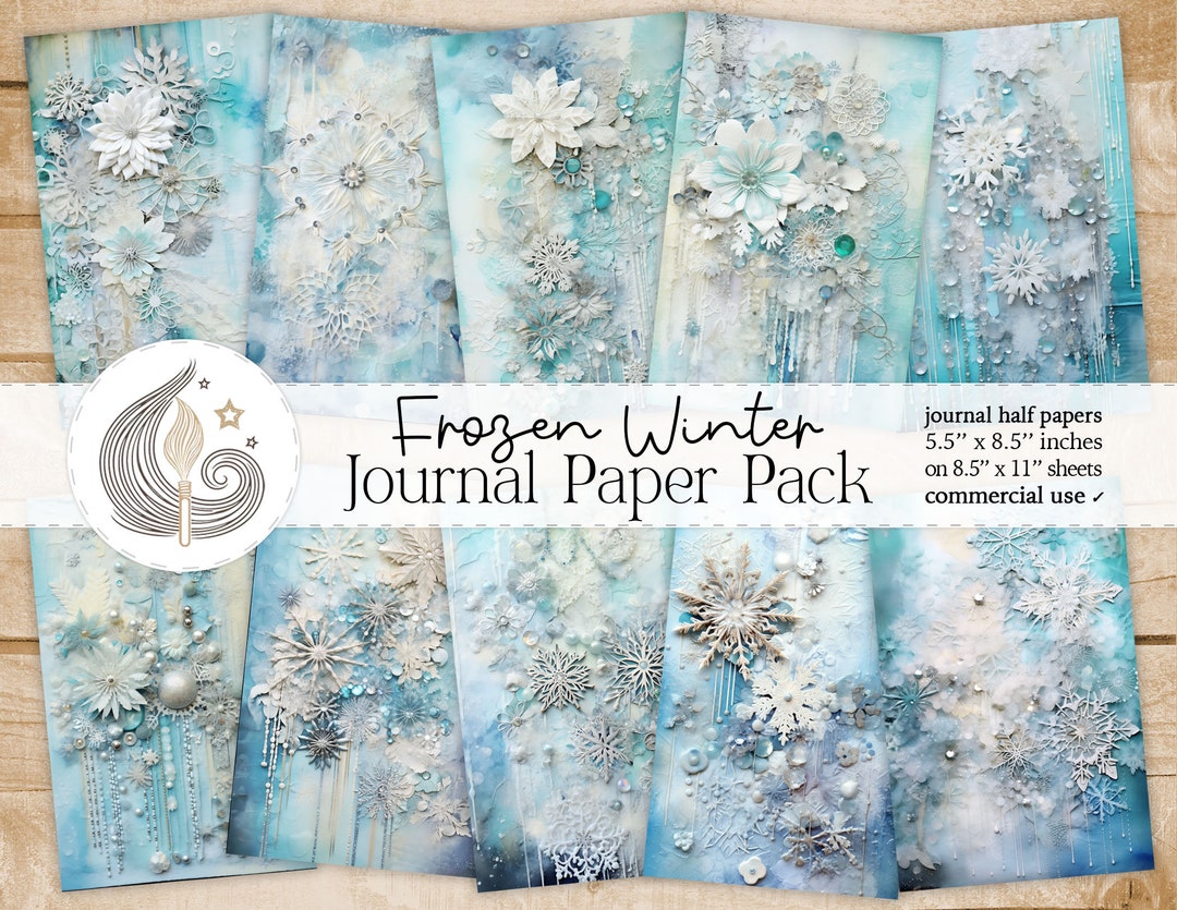 Snowflakes Junk Journal Pages | Winter Backgrounds | Digital Download ...