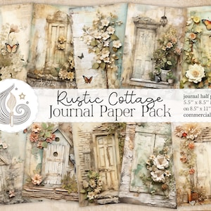 Diario spazzatura cottage rustico / Stile Shabby Chic / Pagine di diario in difficoltà / Creazione di carte / Fai da te / Pacchetto di carta artigianale / Kit di scrapbooking