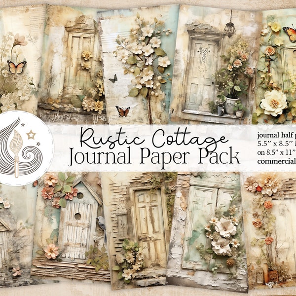 Rustic Cottage Junk Journal | Shabby Chic Style | Distressed Journal Pages | Card Making | Diy | Craft Paper Pack | Scrapbooking Kit