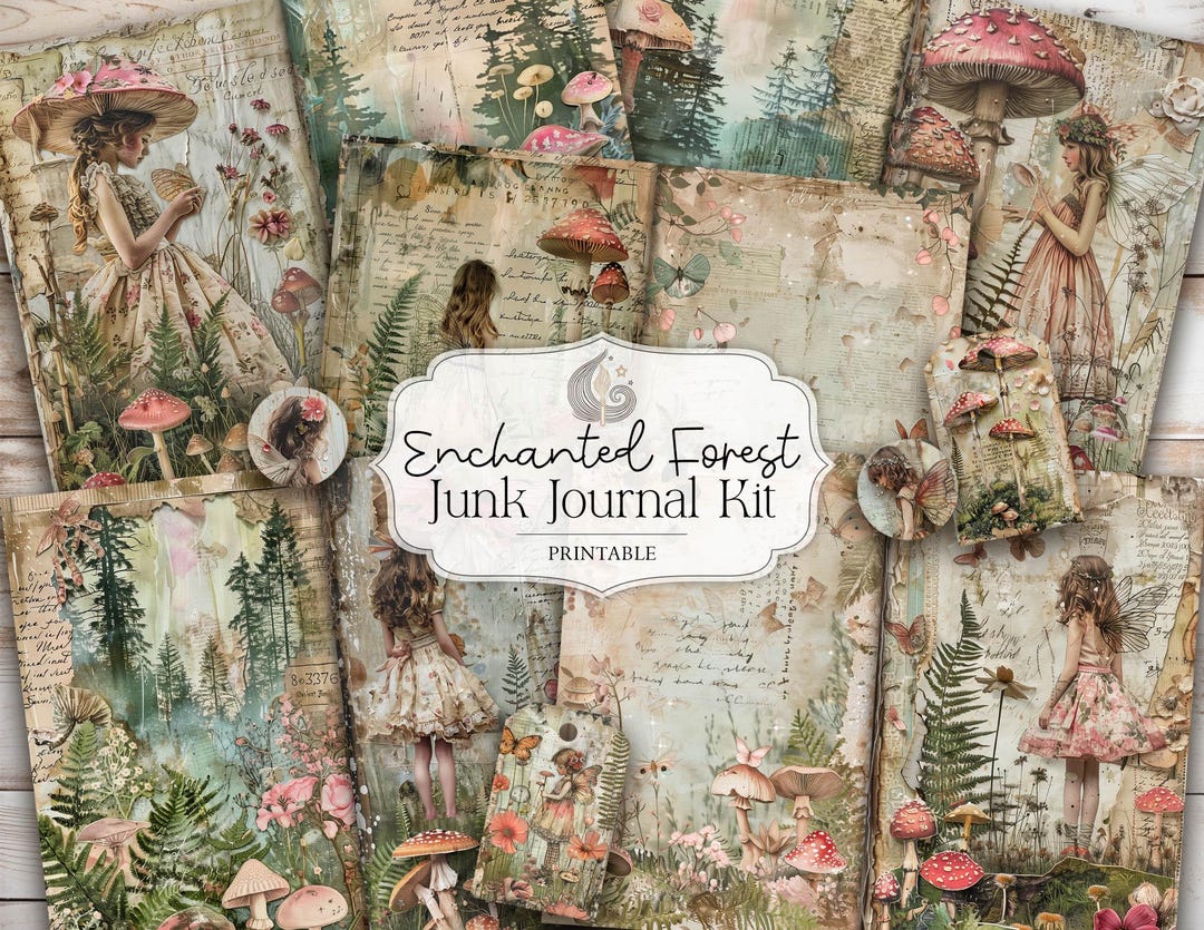 Enchanted Forest Junk Journal Kit: Woodland Cottagecore Printable Pages ...