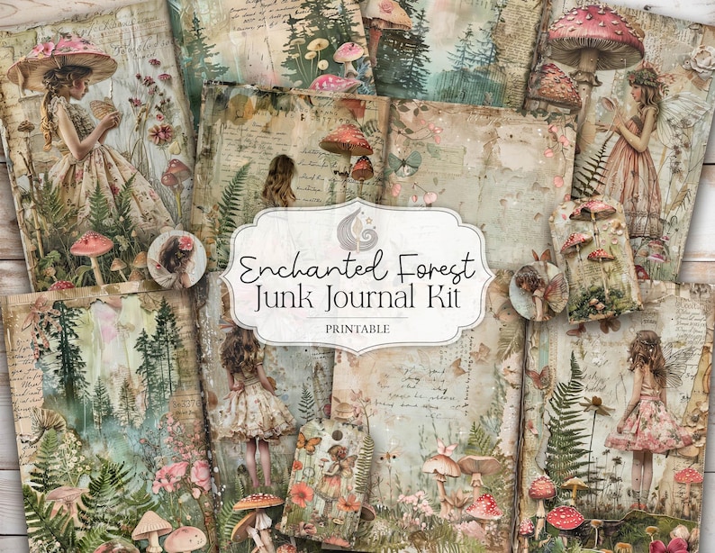 Enchanted Forest Junk Journal Kit: Woodland Cottagecore Printable Pages ...