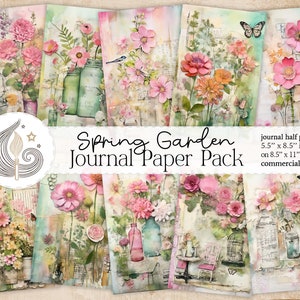 Trousse de journal floral Spring Garden | Pages imprimables du journal floral indésirable | Fabrication de cartes | Éphémères vintage | Scrapbooking | Artisanat