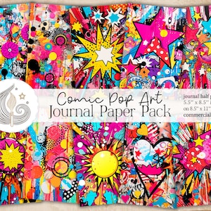 ジャンクジャーナル | コミックポップアートスタイル | ジャーナルページ | カード作成 | タグ作成 | ペーパーパック | デジタルペーパー | スクラップブック用紙