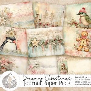 Paquet de papier journal indésirable de Noël rêveur | Téléchargement numérique | Journal indésirable de l'hiver | Scrapbooking | Artisanat | Bricolage | millésime | Shabby Chic