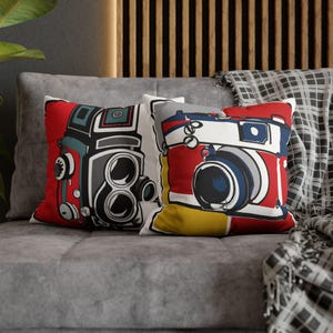 Funky Camera #003 - Faux Suede 16x16 Pillowcase