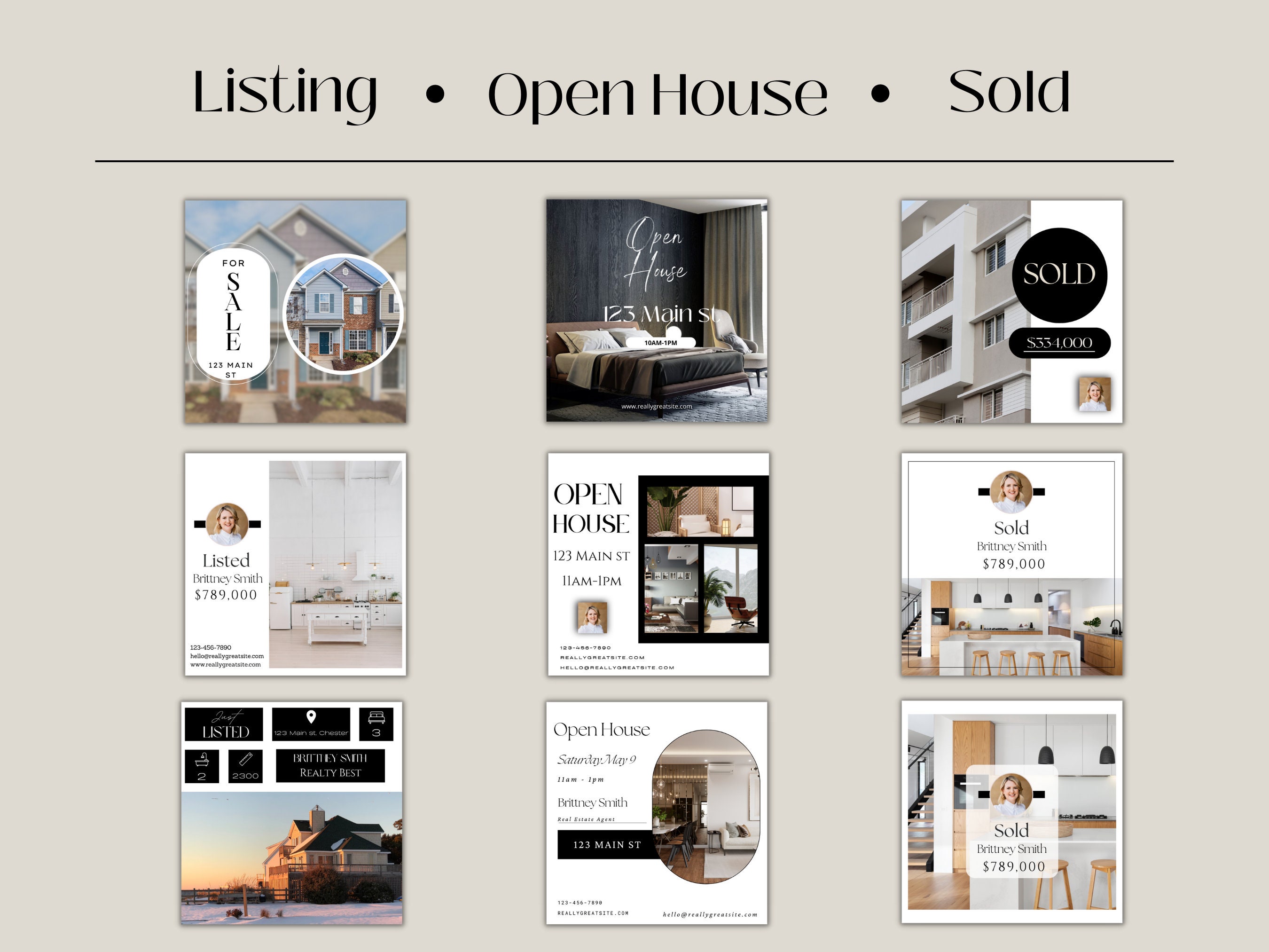 Black & White Real Estate Social Media Instagram Bundle, Real Estate ...
