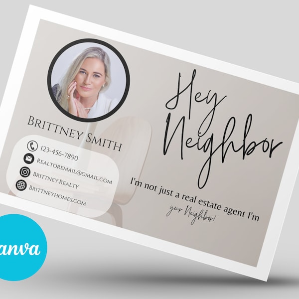 Hello Neighbour Farming Postkarte Schwarz, Makler Postkarte, Immobilien Mailer, Makler Marketing, Canva Template, Makler Prospecting