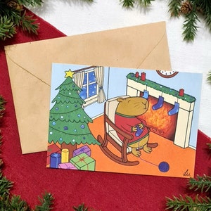 Cartolina di Natale di Capibara | Cartolina di Capibara | Biglietto d'auguri per Capibara | Cartolina di Natale carina/divertente | Regalo di Natale | A6 | lui | Qui